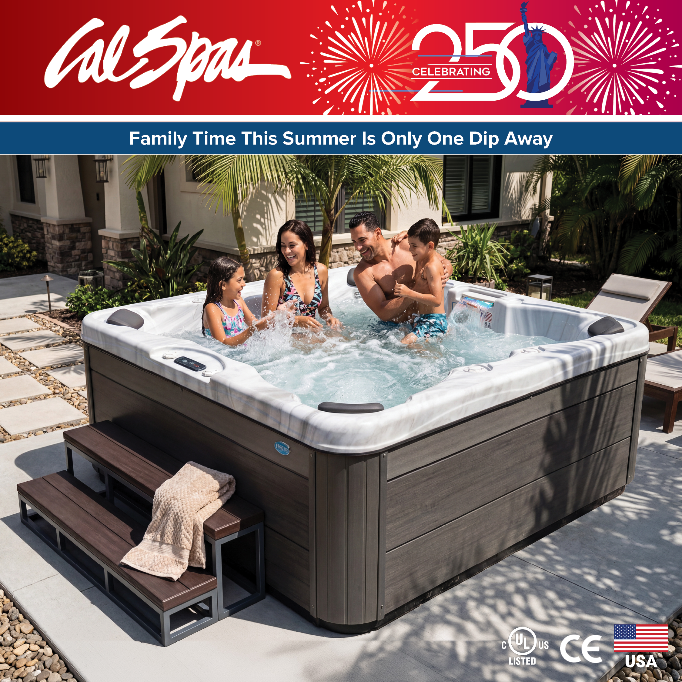 Calspas hot tub being used in a family setting - Penticton
